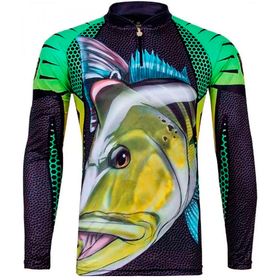 Camiseta de Pesca King Brasil Manga Longa Proteção Solar