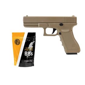 Pistola Airsoft G19 VG GK-V20 Tan Metal Mola 6mm + 2.000 bbs