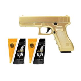 Pistola Airsoft VG G19 GK-V20 Gold Mola 6mm + 2.000 bbs