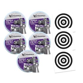Kit 05 Cx Chumbinho Diabolo 6.35 precisão - Harpex + Alvos