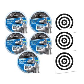 Kit 05 Cx Chumbo Athenas 5.5 precisão e perfuração + Alvos