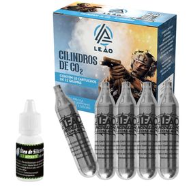 10 Cilindro CO2 12g Airsoft Paintball Leao + oleo silicone