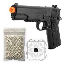 Pistola Airsoft S1911 Spring 6mm Qgk + 1100 esferas e Alvos