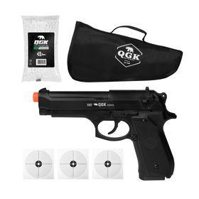 PISTOLA DE AIRSOFT SPRING S92 6MM QGK + CAPA + BBS + ALVOS