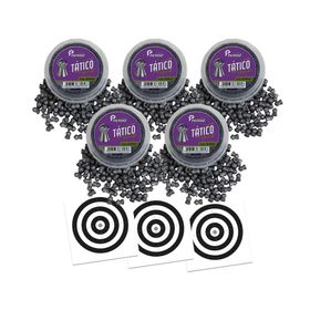 Kit 05 Cx Chumbinho de Pressão Tático 5,5 125un Perdiz+Alvos