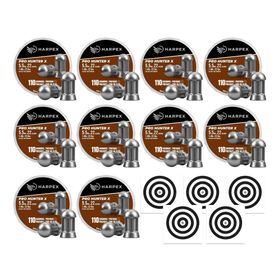 Kit 10 Cx Chumbo Harpex Pro-Hunter X 5,5 110 pcs/pot + Alvos
