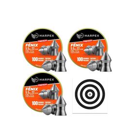 Kit 03 Cx Chumbo Harpex Fenix Premium 5,5 100 pcs/pot+ Alvos