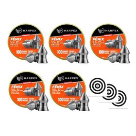 Kit 05 Cx Chumbo Harpex Fenix Premium 5,5 100 pcs/pot+ Alvos