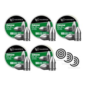 Kit 05 Cx Chumbinho Harpex Orion 5,5mm 100 pcs/pot + Alvos