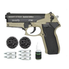 Pistola Co2 Gamo PT-80 Desert 4,5mm + Co2 + Chumbinho + Oleo