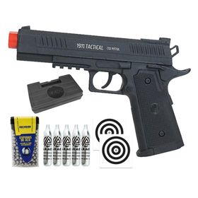 Pistola CO2 Rossi 1911 Tatical CO2 6,0 + Co2 + BBS + Itens
