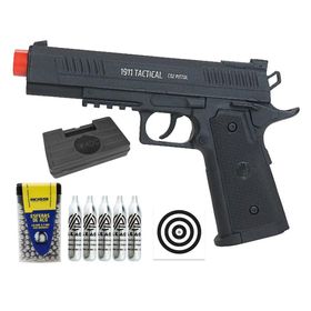 Pistola CO2 Rossi 1911 Tatical 4,5 + Co2 + BBS + Itens