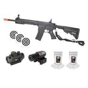 Rifle Airsoft M4a1 Ris 6mm Cm515+ BBS+ Red Dot+ Alvos+ Laser