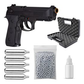 Pistola Airgun M9 4,5mm + 5 CO2, 1000 Esferas e Maleta