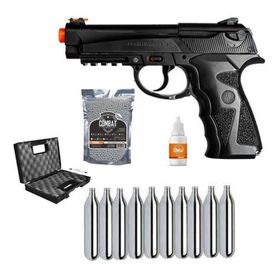Kit Pistola Airsoft Co2 Polimero C12 6,0mm + Maleta Co2 Bbs