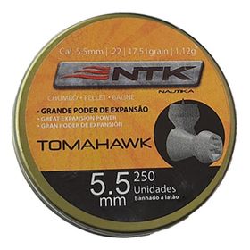 Chumbinho Nautika Tomahawk 5.5mm .22 17.51 Grains - 250 Un