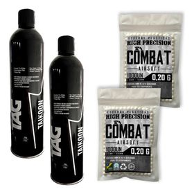 Kit Bbs Combat Airsoft 0.20g 2000un + 2 Green Gas Taikoon Ntk