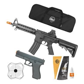 Kit Airsoft Vg Spring Rifle M4 8907 + Pistola Gk V307 + Capa