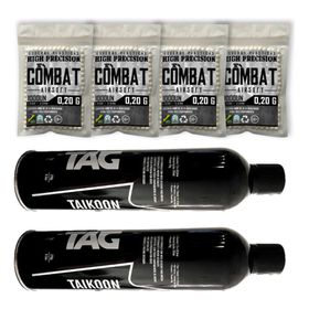 Kit Bbs Combat Airsoft 0.20g 4000un + 2 Green Gas Taikoon Ntk
