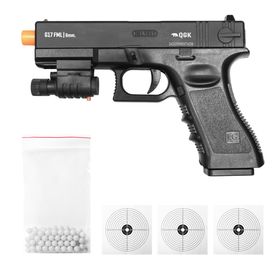 PISTOLA DE AIRSOFT SPRING G17 SLIDE METAL 6MM QGK+BBS+ALVOS