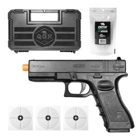 PISTOLA DE AIRSOFT SPRING G17 PL 6MM QGK+CASE+1000BBS+ALVOS
