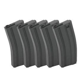 Kit 5 Magazines Rifle Airsoft M4 Mid-cap 100 bbs Polimero
