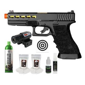 Pistola Airsoft GBB GK G17 Custom Blowback + Kit Pro