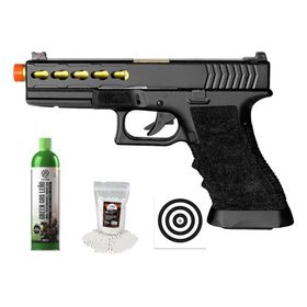 Pistola Airsoft GBB GK G17 Custom Blowback + Itens