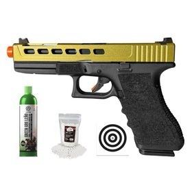 Pistola Airsoft GBB GK G17 Custom  17/750 + Itens