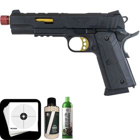 Kit PISTOLA AIRSOFT ROSSI REDWINGS GOLD 1911 GBB+Gás