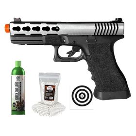 Pistola Airsoft GBB GK G17 Double Bell 17/74L +Acessórios