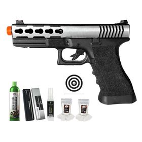 Pistola Airsoft GBB GK G17 Double Bell 17/74L + Kit