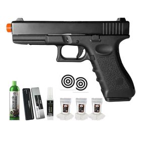 Pistola Airsoft GBB GK G17 Blowback Double Bell + Kit