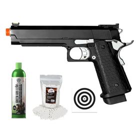 Pistola Airsoft GBB 1911 Hi-Capa Double Bell 79B + Itens