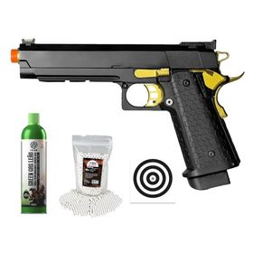 Pistola Airsoft GBB 1911 Hi-Capa Double Bell 79A + Itens