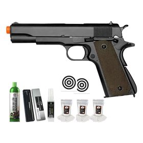 Pistola Airsoft GBB 1911 Blowback Double Bell 723 + Kit
