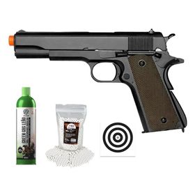 Pistola Airsoft GBB 1911 Blowback Double Bell 723 + Itens