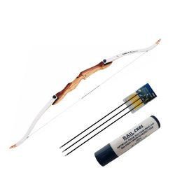 Arco Recurvo Madeira 70''/30LBS Destro + 3 Flechas + Cera