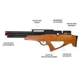 Carabina PCP Behemoth PS-R3-SF Bullpup 6,35mm Wood + Itens