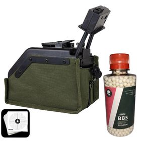 Magazine Drum M249 Rossi De Airsoft Eletrico 6mm + 1.100 Bbs