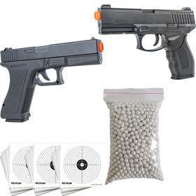 KIT 2 PISTOLA AIRSOFT 24/7 E GK ROSSI 1000 BBS E 10 ALVOS