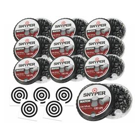 Kit 10 Cx Chumbinho Snyper Match 5,5mm Precisão + Alvos