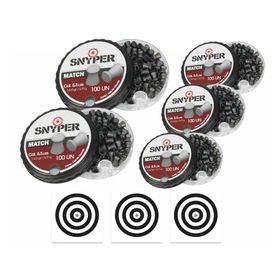Kit 5 Cx Chumbinho Snyper Match 5,5mm Precisão + Alvos
