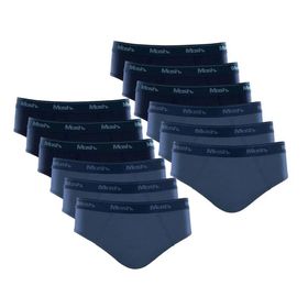 Kit 12 Cuecas Slip Algodão Mash Original - Azul - TAM M