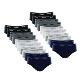Kit 20 Cuecas Mash Slip Algodão Sortido AZ/BR/CZ/GR/PT  M