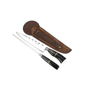 Conjunto Forjado De Faca E Chaira C/ Mosca 9" Cabo De Chifre