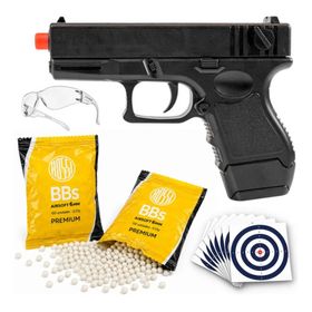 Pistola Airsoft V45 Short 6mm Mola Rossi + BBs e Alvos