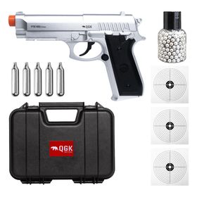 PISTOLA AIRGUN PT92 SILVER NBB 4,5 QGK+CASE+ESFERA+CO2+ALVO